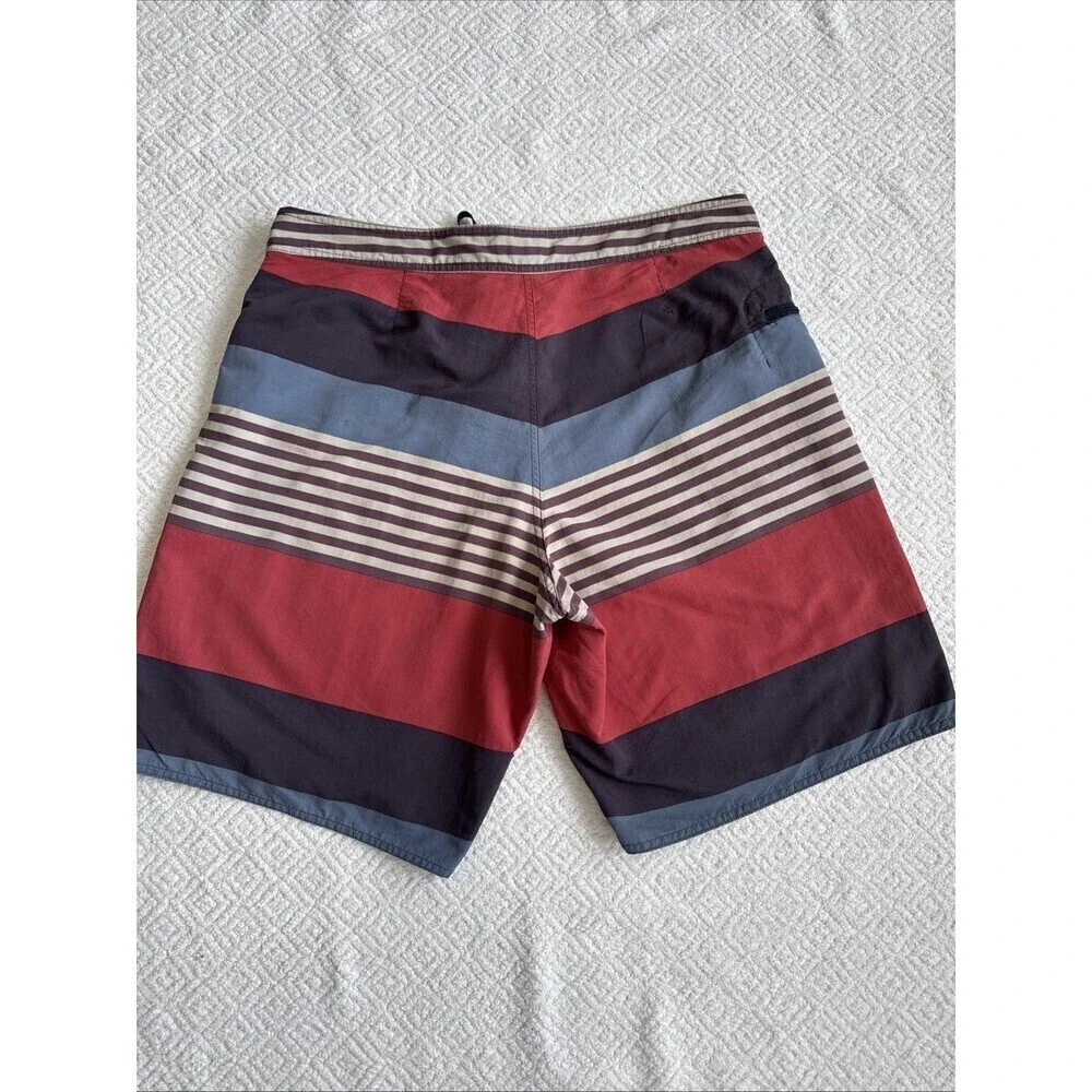 Patagonia Shorts Mens 36 Multicolor Striped Board Swim Trunks Drawstrings